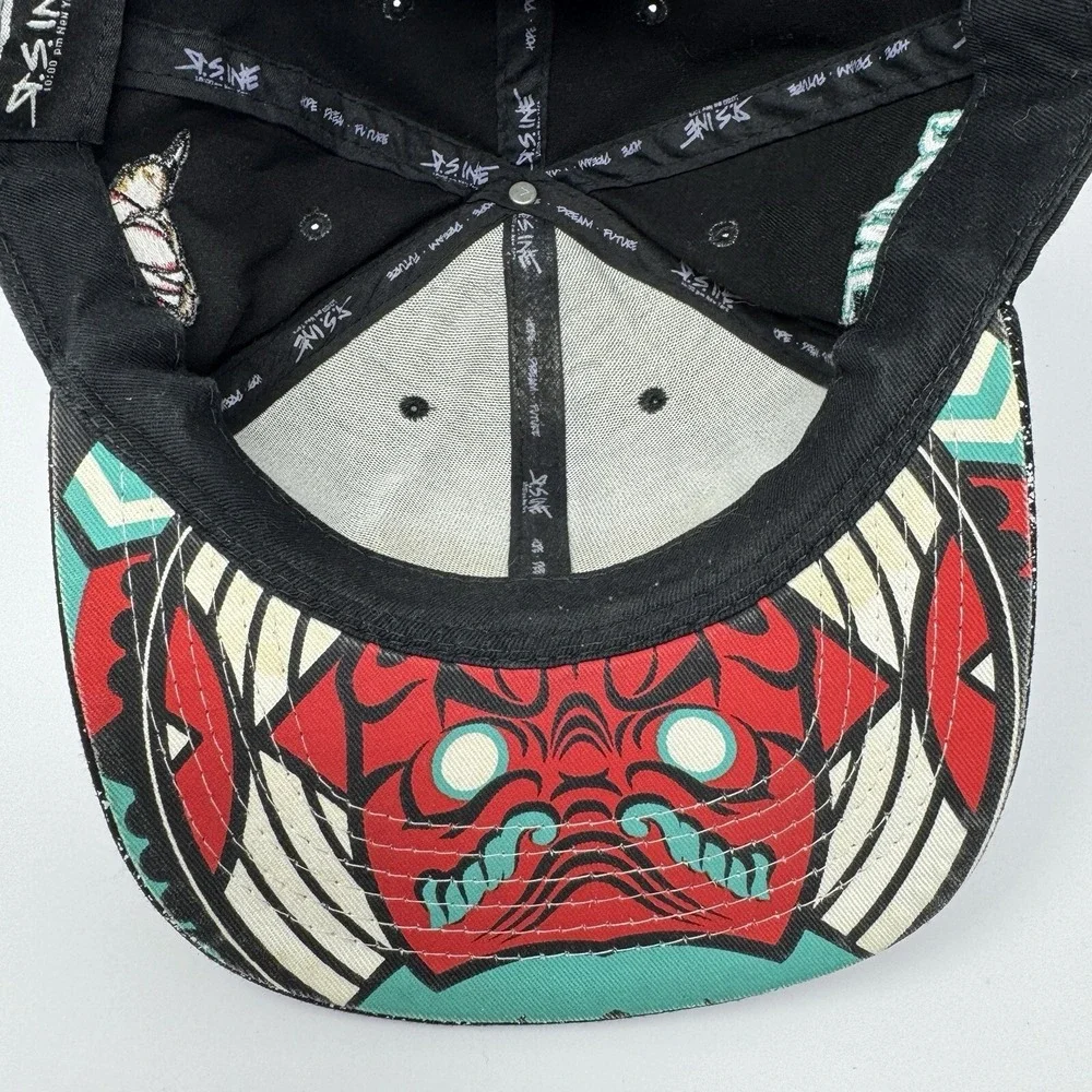 IcooPNY Icoop New York Snapback Hat‎ Black Aztec Oni Mask Paint Splatter